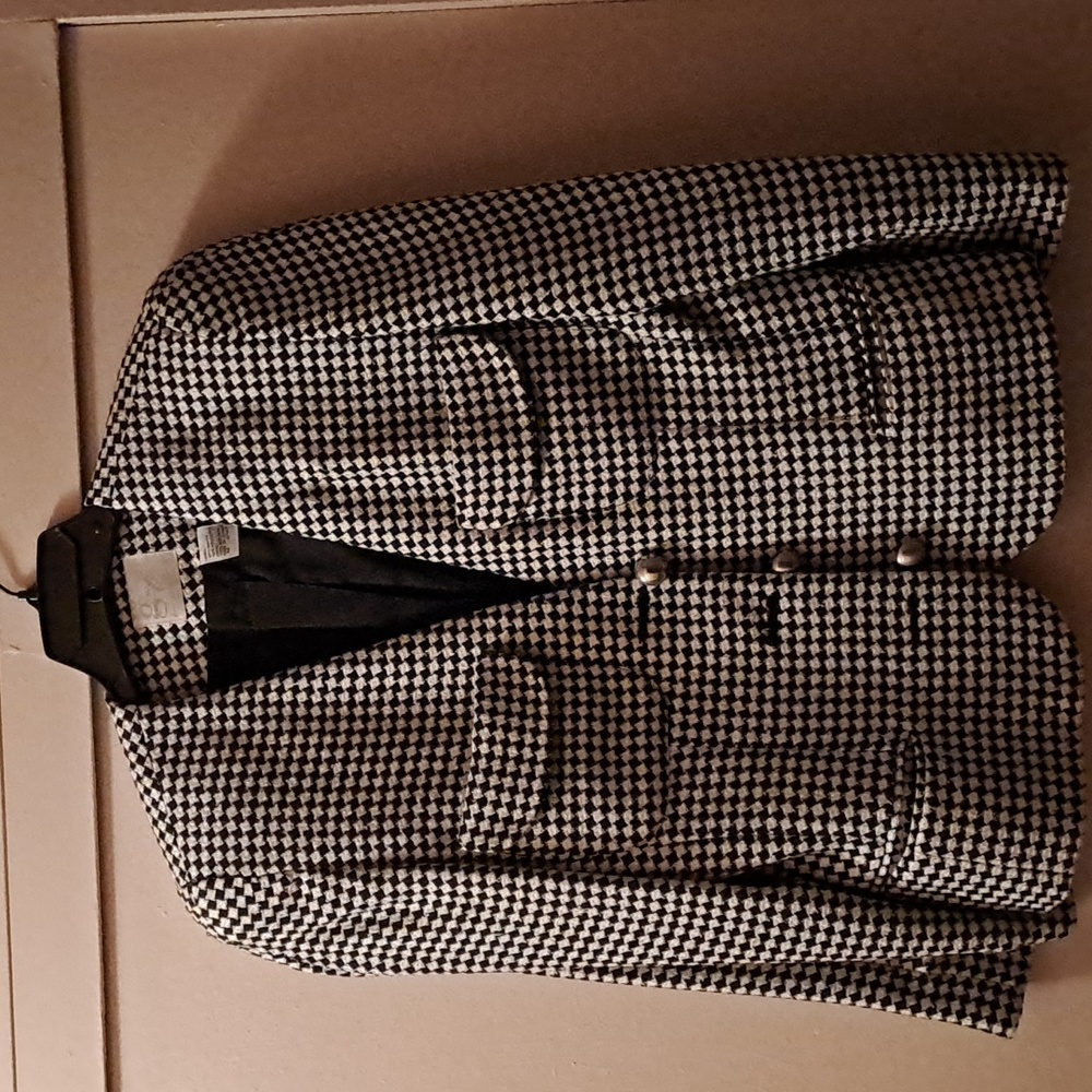 NEW BLACK & WHITE CROP SUIT JACKET 8 10 12, Multi Pockets